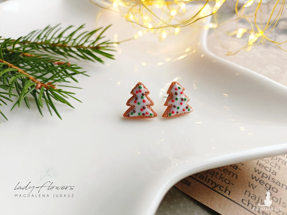 Kolczyki choinki z lukrem