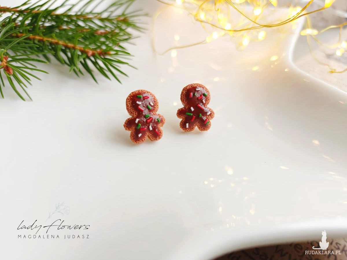 Kolczyki pierniczkowe ludziki w czekoladzie