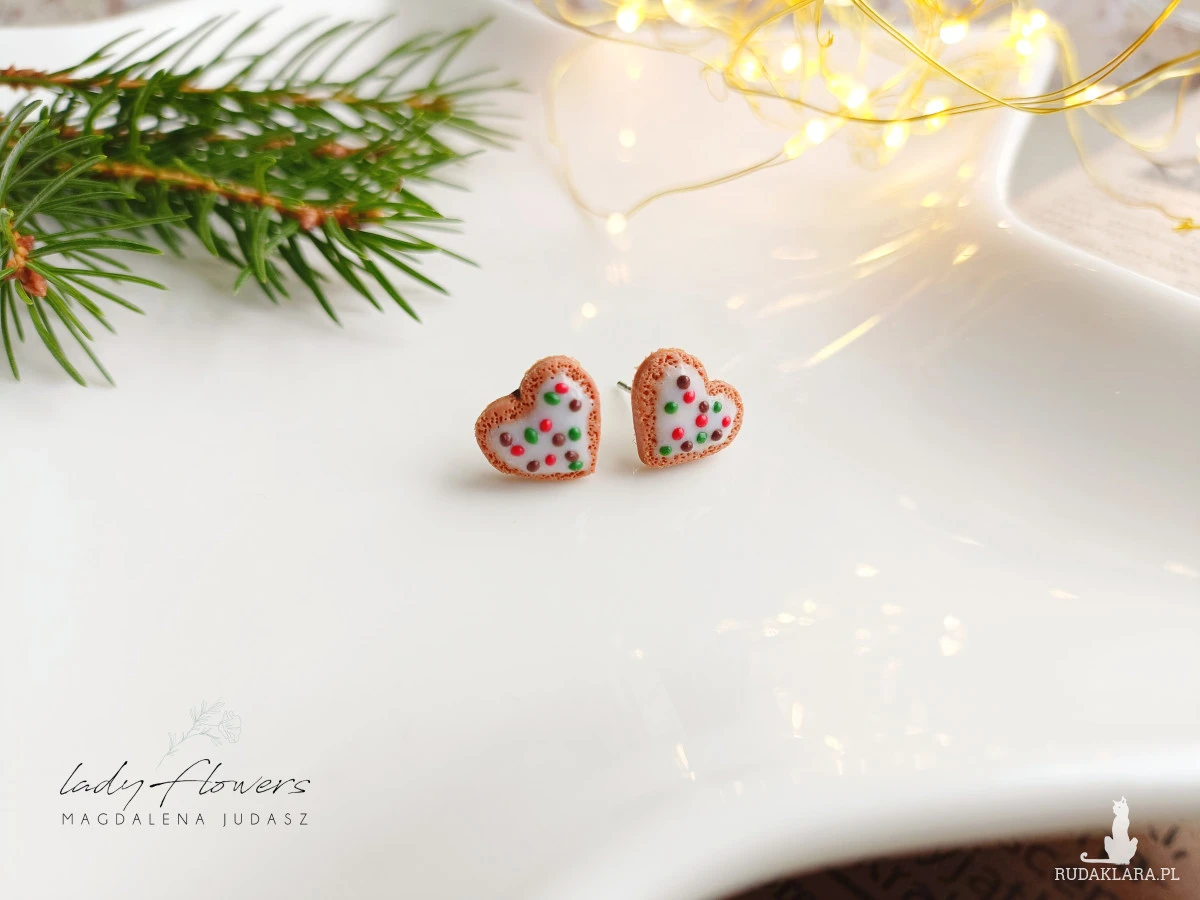 Kolczyki serduszka z lukrem
