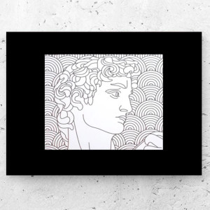 czarno biały plakat A4, mały plakat na ścianę, głowa plakat 21x30, rzeźba plakat, Dawid plakat A4, plakat z Dawidem, plakat z rzeźbą, plakat do biura