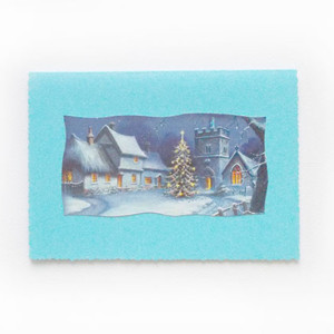 niebieska kartka na Boże Narodzenie, świąteczna kartka z zimą, noworoczna kartka z krajobrazem, kartki na Nowy Rok, świąteczne kartki bez życzeń, kartki na Święta, Boże Narodzenie kartki