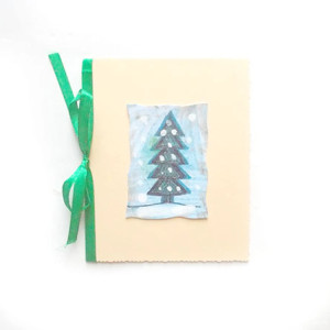 choinka kartka świąteczna, Boże Narodzenie kartki bez życzeń, świąteczne kartki malowane ręcznie, kartki na Nowy Rok, noworoczne kartki, kartka z choinką