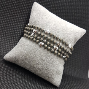 Bransoletka Boho Makrama Sznurek Szara Serca