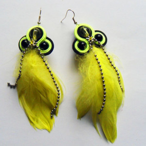 Rajski Ptak - żółte kolczyki sutasz