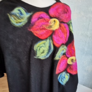 poncho z dzianiny wełnianej czarne