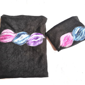 Komplet welniany filcowany wełna merino