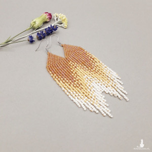 Kolczyki cieniowane beżowe #564