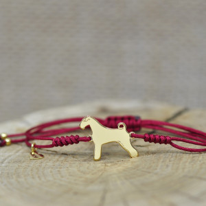 Airedale terrier - bransoletka z psem, srebro 925 pozłacane