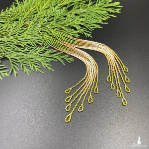 KOLCZYKI DO RAMION zielono-beżowe #541