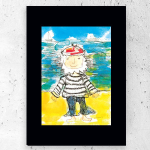 żeglarski obrazek A5, marynarz plakat 15x21, żeglarski plakat 21x15, mały plakat z piratem, mały obrazek z marynarzem, marynistyczna dekoracja do domu, plakat dla chłopca, plakat do przedpoko