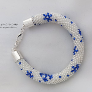 Bransoletka w śnieżynki - biała