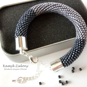 Bransoletka hematytowo-srebrna