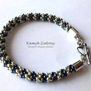 Delikatna bransoletka hematytowo-srebrna z koralików Toho