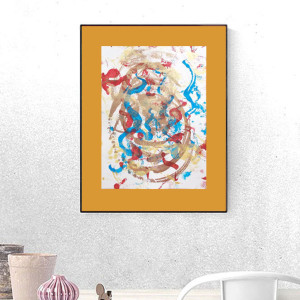 nowoczesny obrazek 30x40, boho grafika do domu, recznie malowany rysunek A3, abstrakcyjny obraz na ścianę, minimalizm dekoracja na ścianę,