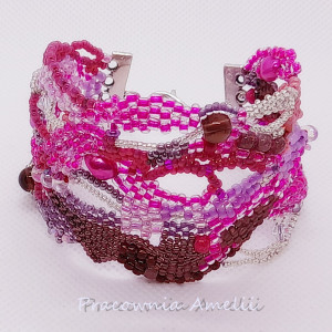 koralikowa fantazja fuksja z perłami