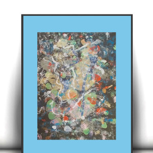 malowany ręcznie obraz abstrakcyjny, nowoczesna grafika 30x40, boho dekoracja na ścianę, kolorowy rysunek do  sypialni, unikatowa grafika do salonu A3