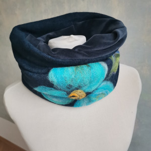 komin tuba wełniany  granatowy filcowany