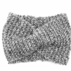 Szara melanżowa opaska w stylu retro unisex one size robiona ręcznie na drutach