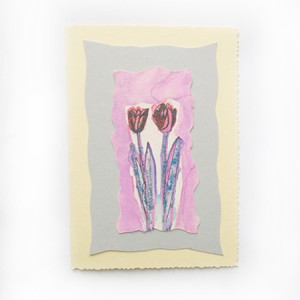 kwiaty kartka ręcznie malowana, tulipany kartka bez życzeń, kartka na ślub, kartka na rocznicę, kartka z kwiatami