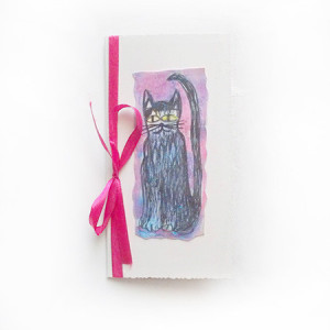 kot kartka, bajkowa kartka ręcznie malowana,kartka z kotem, kartka z kotkiem, zwierzęta kartka