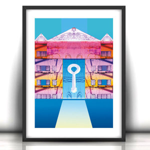 A4 plakat na ścianę, 21x30 grafika do sypialni, boho dekoracja do salonu, nowoczesny plakat do domu, pastelowy obraz surrealizm, miłość plakat 21x30, kolorowy obrazek na ścianę