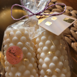 Zestaw swiec bubble z platkami złota-  2 ztuki