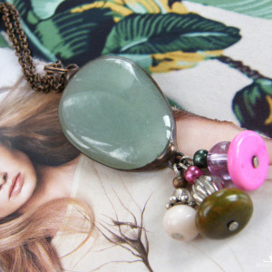 Naszyjnik bryłka wisiorek kolorowy awenturyn