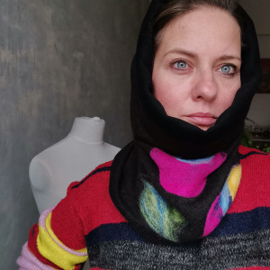 komin tuba wełniany   czarny filcowany