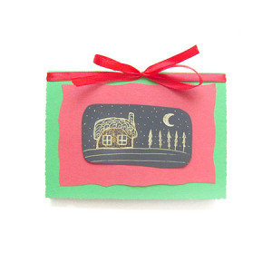 bajkowa kartka na Boże Narodzenie, świąteczne kartki ręcznie rysowane, Boże Narodzenie kartki dla firm, kartki na Nowy Rok, kartki noworoczne