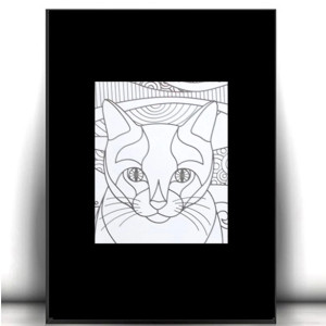 biało czarny plakat A4, czarno biały plakat z kotem, kot plakat A4, kotek plakat na ścianę, biało czarny obrazek A4, kotek plakat 21x30