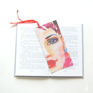 kolorowa zakładka do książki, ładna zakladka do książki, zakładka z kobietą, zakładka dla dziewczyny, fajna zakładka, duża zakładka