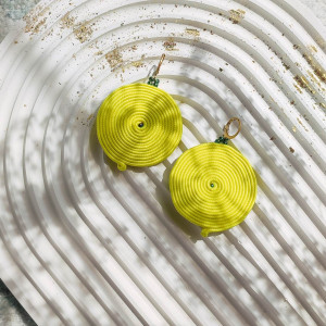 Kolczyki żółte neonowe koła lekkie