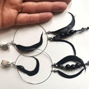 Klipsy pióra czarne koła