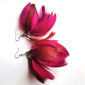 Kolczyki pióra amarantowe