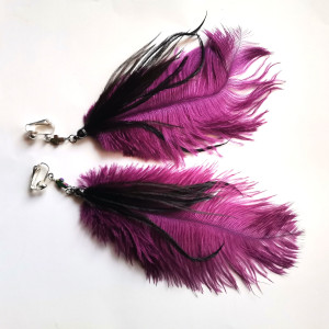 Klipsy strusie pióra fiolet