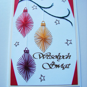kartka świąteczna, ręcznie wyszywana