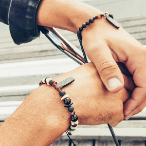 Bransoletka kite lub surf – lawa | czarny dąb | bursztyn | onyks