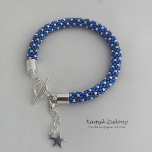 Bransoletka niebieska w srebrne kropeczki