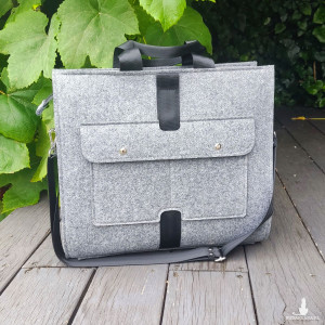 Designerska torba z filcu ver. 2 - szara - z kieszonką