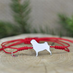 Mops - bransoletka z psem, srebro 925