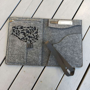 Organizer z filcu - A4 - grafitowy z ażurem- na dokumenty
