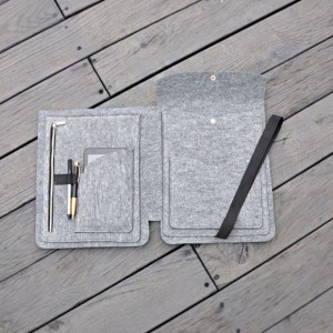 Organizer z filcu do torebki - A4 - szary - na dokumenty