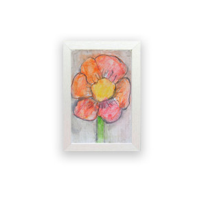 mały obrazek z kwiatkiem,  akwarelka w ramce,  oprawiony szkic kwiatka, kwiat rysunek, ślub prezent, prezent na ślub, prezent do domu, akwarela ręcznie malowany obraz