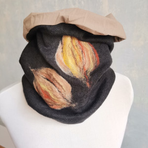 komin tuba wełniany   czarny filcowany