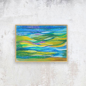 morze rysunek A4, abstrakcyjny obrazek 21x30, woda obraz malowany ręcznie, nowoczesna grafika do domu