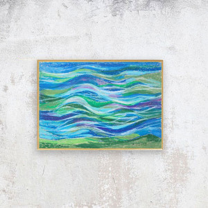 morze rysunek A4, abstrakcyjny obrazek 21x30, woda obraz malowany ręcznie, nowoczesna grafika do domu