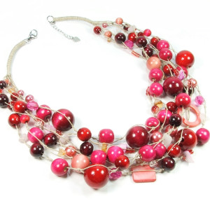 Malinowe korale lniane