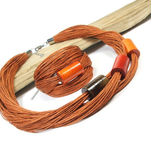 Karmelli rudy len komplet lniany