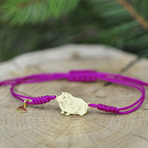 Świnka morska - bransoletka, srebro 925 pozłacane