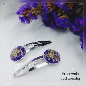 Spinki do włosów handmade stokrotki dla dziewczynki żywica kwiaty stal